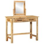 vidaXL Table de coiffeuse avec miroir en bois massif de manguier brut