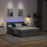 vidaXL Lit ottoman avec matelas et LED gris foncé 140x190 cm tissu
