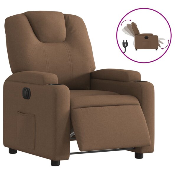 vidaXL Fauteuil inclinable électrique Marron Tissu