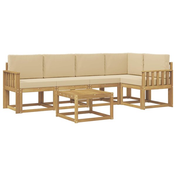 vidaXL Ensemble de canapés d'extérieur 6 Pièces Blanc et Beige