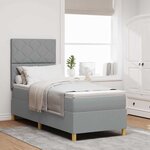 vidaXL Lit à ressorts avec matelas Gris clair 80 x 200 cm tissu