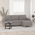vidaXL Canapé à 3 places avec repose-pieds Taupe 180 cm Tissu