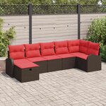 vidaXL Ensemble de Canapés avec coussin Marron et rouge polyrotin
