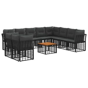 vidaXL Ensemble de canapés d'extérieur 11 Pièces Noir et Gris foncé