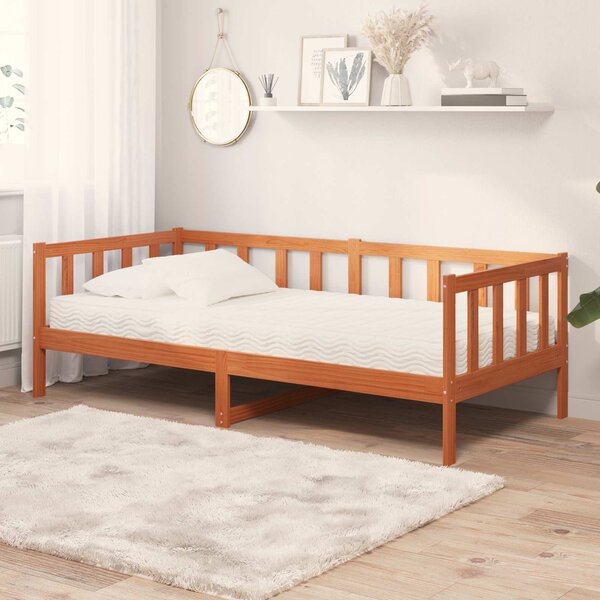 vidaXL Lit d'appoint avec matelas Brun ciré et blanc 90 x 200 cm