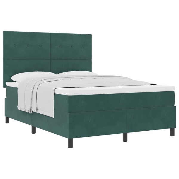 vidaXL Lit à ressorts avec matelas Vert foncé 160 x 200 cm tissu