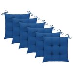 vidaXL Chaises de jardin avec coussins bleu 6 Pièces Bois de teck massif