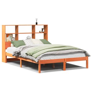 vidaXL Lit bibliothèque sans matelas cire marron 120x200 cm pin massif