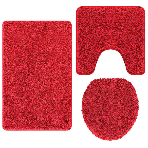 vidaXL Ensemble de tapis de bain antidérapants 3 Pièces Rouge PP