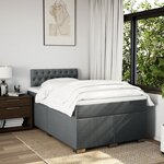 vidaXL Sommier à lattes de lit avec matelas gris foncé 120x190cm tissu