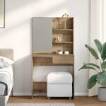 vidaXL Coiffeuse avec miroir chêne artisanal 74 5x40x141 cm