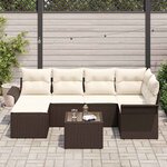 vidaXL Ensemble de canapé de jardin 7 Pièces Marron Poly rotin