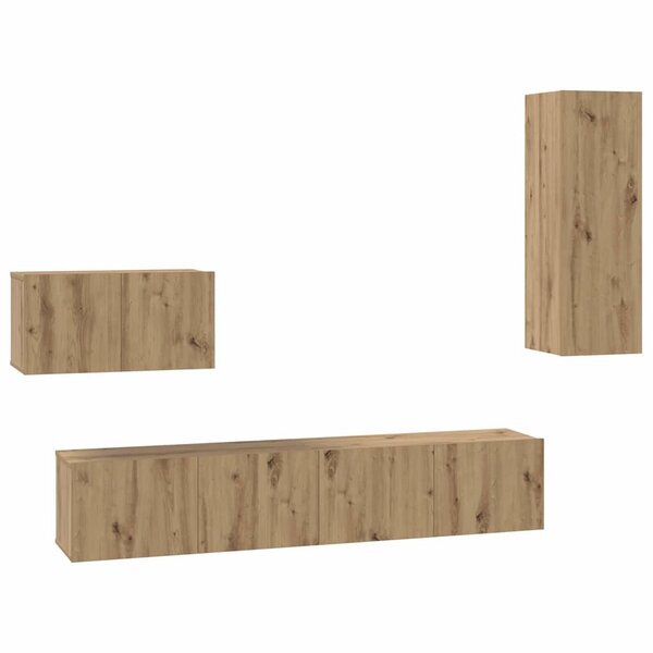 vidaXL Meuble TV mural 4 Pièces Chêne artisanal Bois d'ingénierie