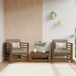 vidaXL Chaises de jardin avec coussins lot de 2 marron miel