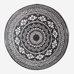 Tapis extérieur terrasse réversible rond - Tapis de jardin imperméable et résistant UV - Géométrique - Noir - 180 cm - HOMESCAPES