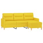 vidaXL Canapé à 3 places avec repose-pieds Jaune clair 180 cm Tissu