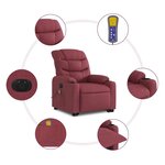 vidaXL Fauteuil inclinable de massage électrique Rouge bordeaux Tissu