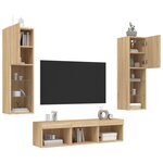 vidaXL Unités murales TV avec LED 5 Pièces chêne sonoma bois d'ingénierie