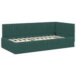 vidaXL Cadre de lit d'angle Vert foncé 100 cm x 200 cm Velours