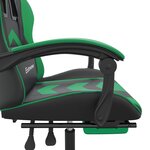 vidaXL Chaise de jeu pivotante et repose-pied Noir et vert Similicuir