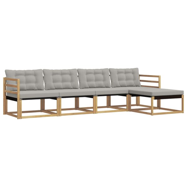 vidaXL Ensemble de canapés d'extérieur 5 pc Blanc et gris clair