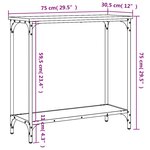 vidaXL Table console chêne fumé 75x30 5x75 cm bois d'ingénierie