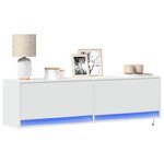 vidaXL Meuble TV mural avec lumières LED blanc 140x31x38 cm