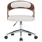 vidaXL Chaise pivotante de bureau Blanc Bois courbé et similicuir