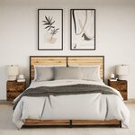 vidaXL Tables de chevet murales avec lumières LED 2 Pièces chêne fumé