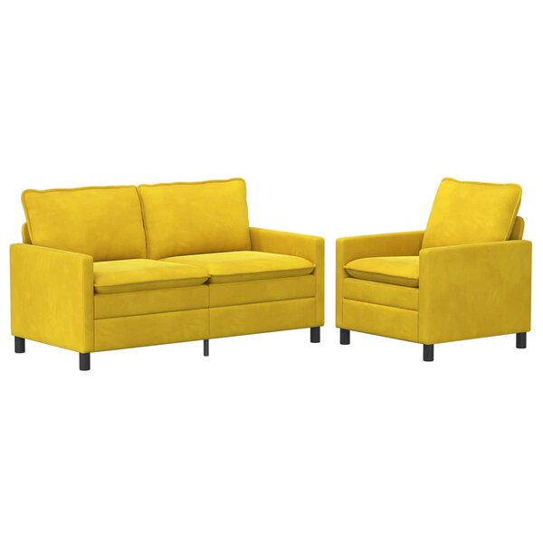 vidaXL Ensemble de Canapés 2 pc Jaune Velours