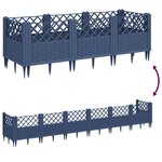 vidaXL Jardinière avec piquets bleu gris 123 5x43 5x43 5 cm PP