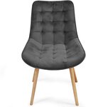 Lot de 4 chaises de salon salle à manger pied en bois et velours gris foncé 01_0000735
