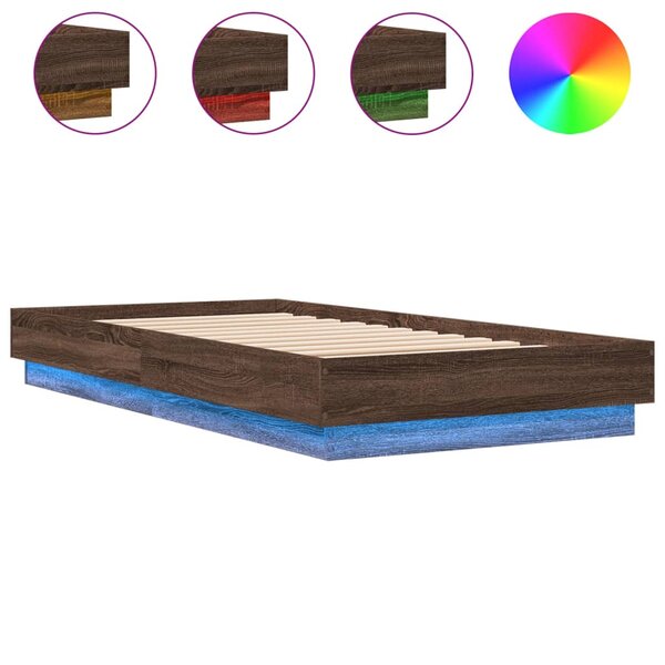 vidaXL Cadre de lit sans matelas avec lumières LED 75x190 cm