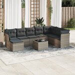 vidaXL Salon de jardin 9 Pièces avec coussins gris résine tressée