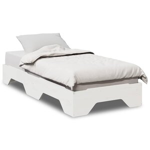 vidaXL Cadre de lit sans matelas empilable blanc 75x190 cm bois massif