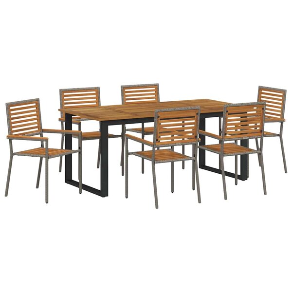 vidaXL Ensemble de salle à manger pour jardin 7 Pièces Gris