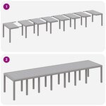 Ensemble repas jardin 15 pièces avec coussins Gris clair Poly Rotin