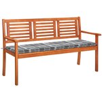 vidaXL Banc de jardin 3 places avec coussin 150 cm Bois d'eucalyptus
