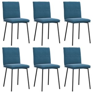vidaXL Chaises à manger lot de 6 bleu velours