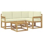 vidaXL Ensemble de canapés d'extérieur 5 pc Blanc et crème