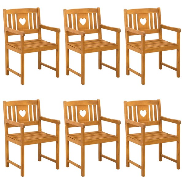 vidaXL Chaises de jardin 6 Pièces Naturel Bois d'Acacia Massif