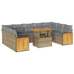 vidaXL Salon de jardin avec coussins 10Pièces beige résine tressée acacia