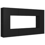 vidaXL Ensemble de meubles TV 8 Pièces Noir Bois d'ingénierie