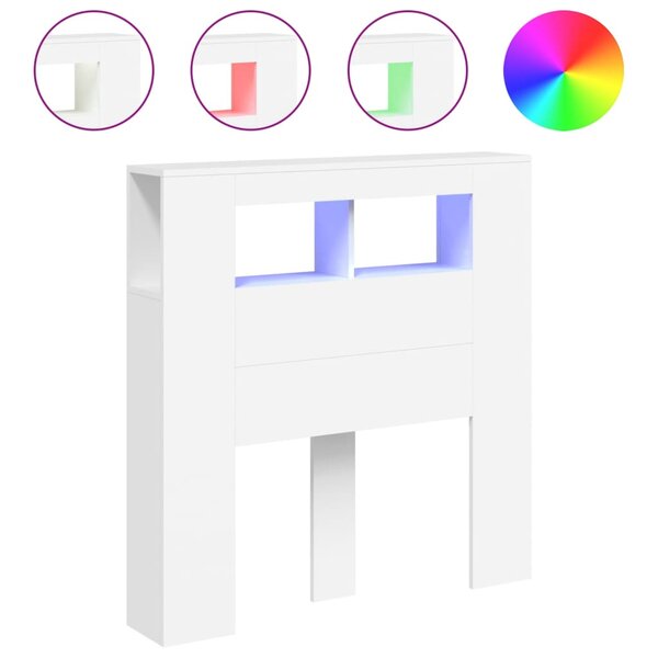 vidaXL Tête de lit à LED blanc 100x18 5x103 5 cm bois d'ingénierie