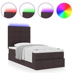 vidaXL Lit ottoman avec matelas et LED marron foncé 90x200 cm tissu