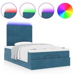 vidaXL Cadre de lit ottoman avec matelas bleu foncé 120x200 cm velours