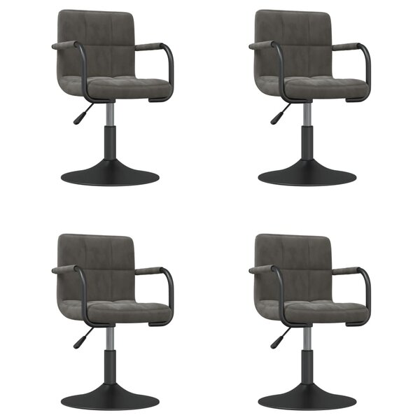 vidaXL Chaises pivotantes à manger lot de 4 gris foncé velours
