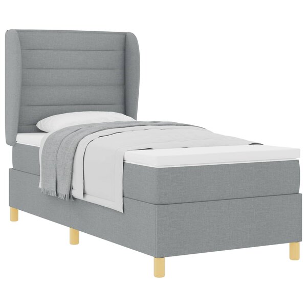 vidaXL Lit à ressorts avec matelas Gris clair 200 x 100 cm tissu