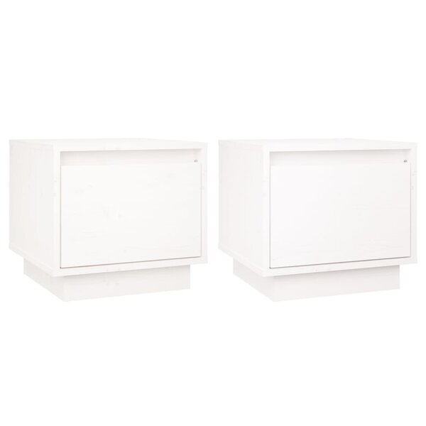 vidaXL Tables de chevet 2 Pièces Blanc 35x34x32 cm Bois de pin solide