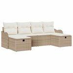 vidaXL Ensemble de Canapés avec coussin 6 Pièces Beige et crème polyrotin